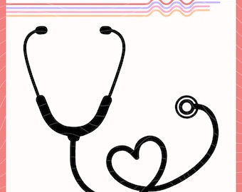 Stethoscoop SVG PNG DXF, stethoscoop en hart vectorafbeelding, stethoscoop clipart, stethoscoop sublimatie ontwerp, stethoscoop gesneden bestand