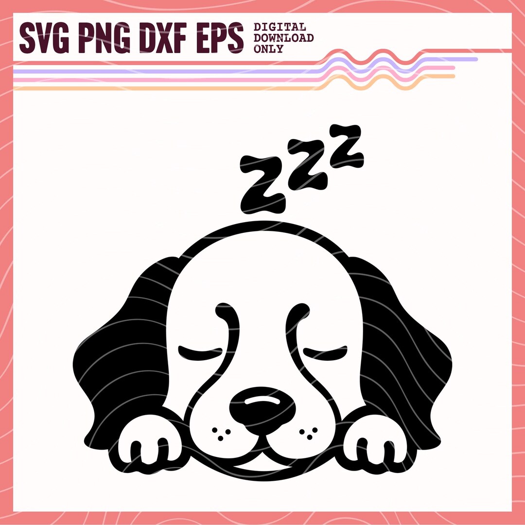 Sleeping Dog SVG PNG DXF, Cute Sleeping Dog Vector Image, Sleeping Dog ...