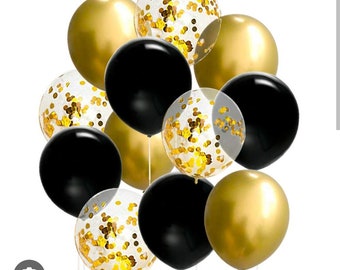 Black Gold Balloons Garland Kit, 100Pcs black White Gold Confetti Party Balloons Wedding Birthday Anniversary Graduation Decorations