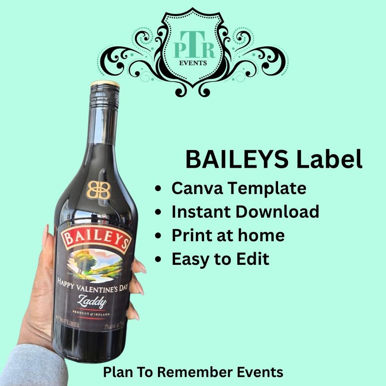 Editable Baileys Label Template: Custom Party Favor (canva, Instant ...