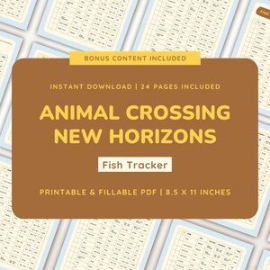 Puede incluir: Rastreador de peces de Animal Crossing New Horizons imprimible. Esta descarga digital incluye 24 páginas de rastreadores PDF imprimibles y rellenables, cada uno mide 8,5 x 11 pulgadas.