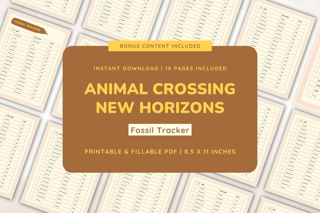 ACNH Fossil Checklist Fossil Tracker Modern Animal Crossing New