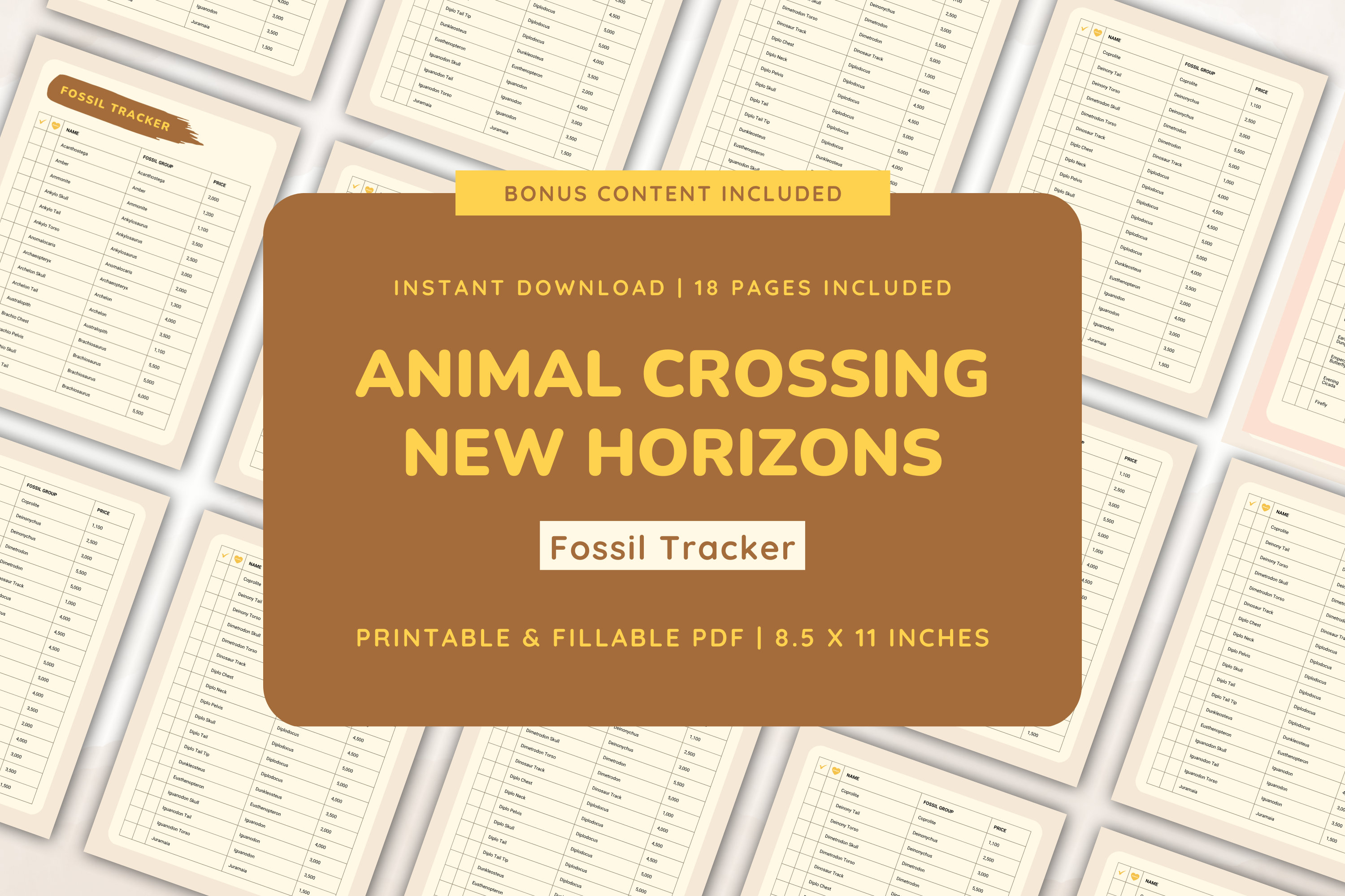 ACNH Fossil Checklist Fossil Tracker Modern Animal Crossing New