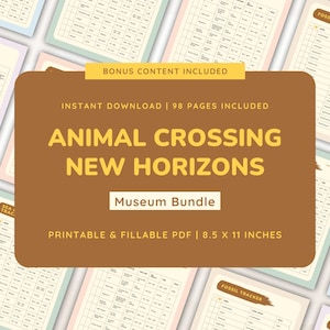 ACNH Museum Checklist Bundle | Fisch | Meerestiere | Käfer | Fossil | Kunst | Moderne Animal Crossing New Horizons Printable + Fillable PDF