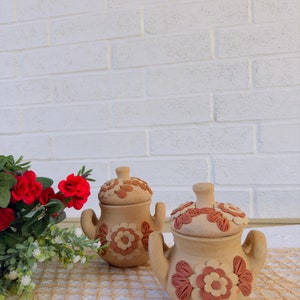 Oaxaca Filigrana Clay Ollita, Atzompa Mexican Pottery Canister