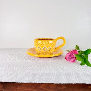 Handmade Capula Clay Mug and Saucer Set: Mexican Pottery