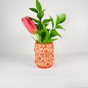 Oaxaca Filigrana Clay Vase, Atzompa Mexican Pottery Canister