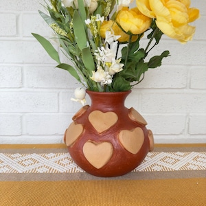 Oaxaca Clay Vase: Handmade Barro Bordado Folk Art