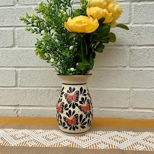 Handmade Mexican Ceramic Flower Vase: Talavera Style