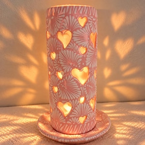 Pink Talavera Lamp, Mexican luminaria