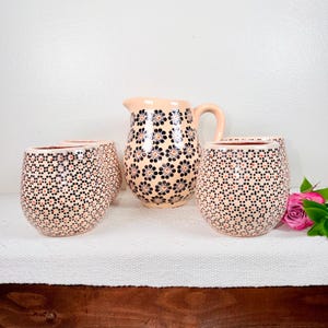 Handmade Capula Pitcher Set with Cups: Mexican Red Clay Pottery