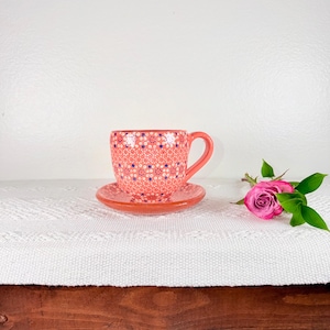 Handmade Capula Clay Mug and Saucer Set: Mexican Pottery