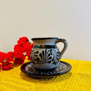 Talavera Style Mug and Saucer, Jarrito and plate artesanal