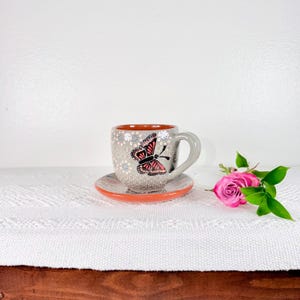 Handmade Capula Clay Mug and Saucer Set: Mexican Pottery