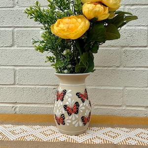Handmade Mexican Ceramic Flower Vase: Talavera Style, 6.9&quot; Tall