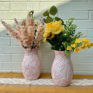 Talavera Flower Vase, Mexican Pink Talavera Vase