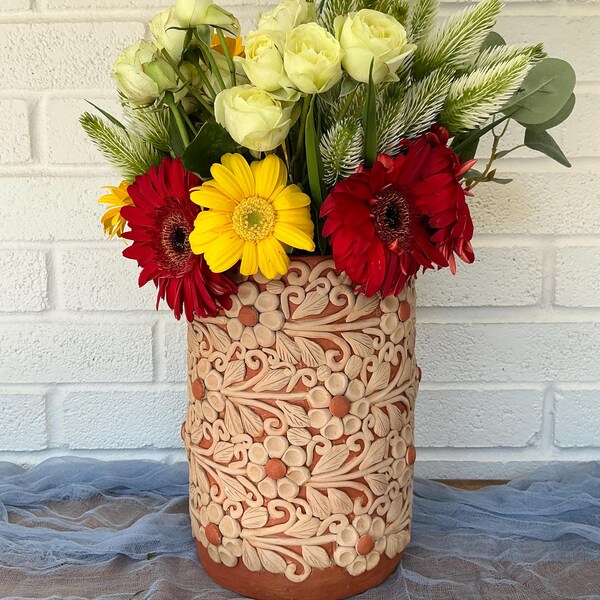 Oaxaca Clay Vase, Filigrana Mexican Pottery