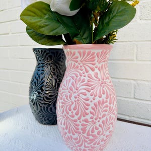 Talavera Flower Vase, Mexican Pink Talavera Vase