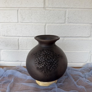 Oaxaca Vase, Embroidered Barro Mexican Clay Vase