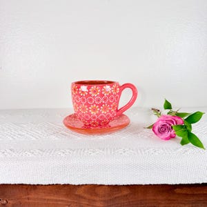 Handmade Capula Clay Mug and Saucer Set: Mexican Pottery