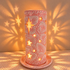 Pink Talavera Lamp, Mexican luminaria