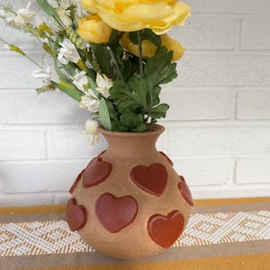 Oaxaca Clay Vase: Handmade Barro Bordado Folk Art