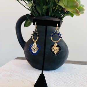 Mexican Artesanal Earrings, Gold Plated Heart Earrings
