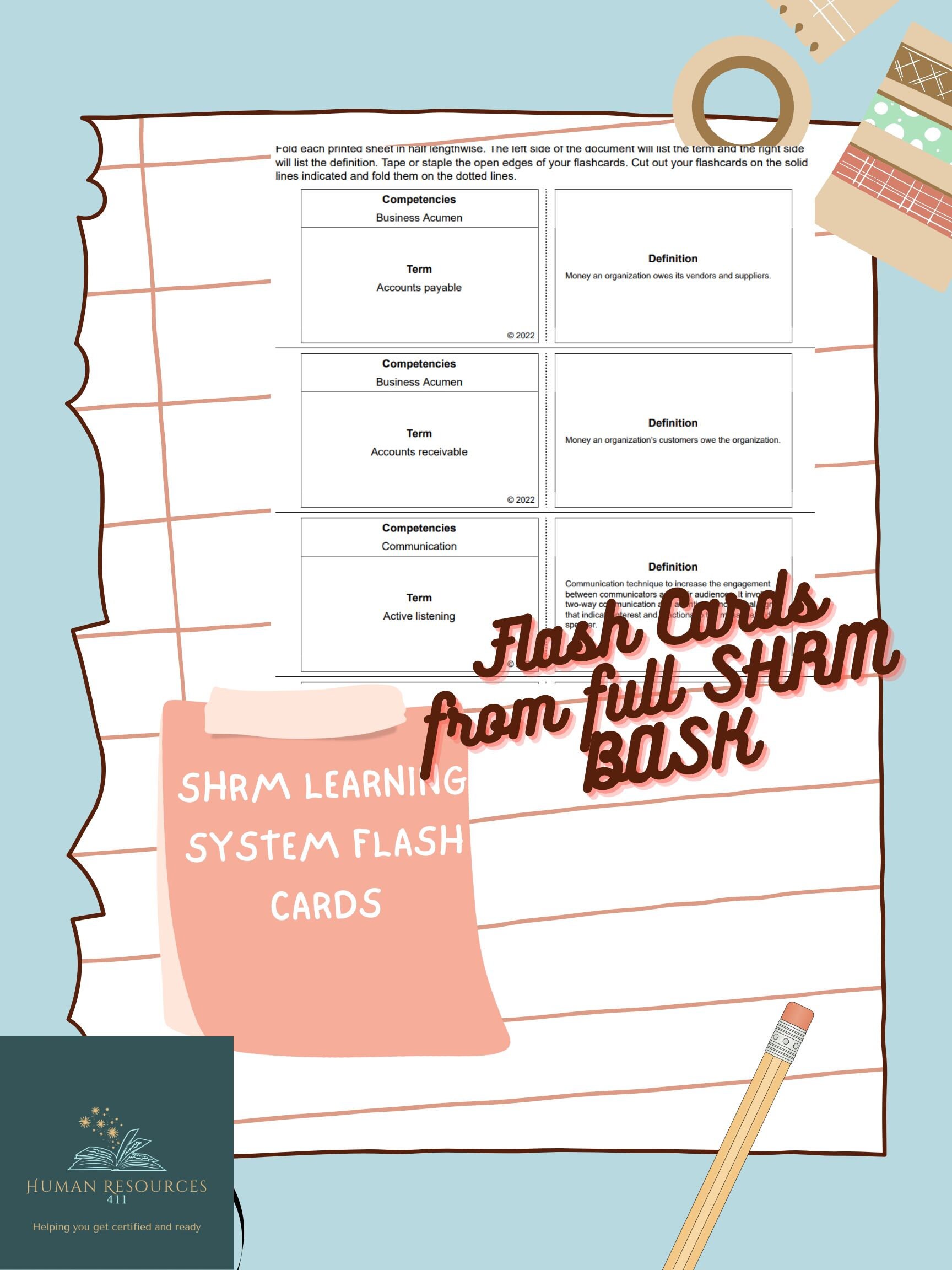 SHRM-CP Study Guide: Printable Flash Cards 2022 Learning System - Etsy