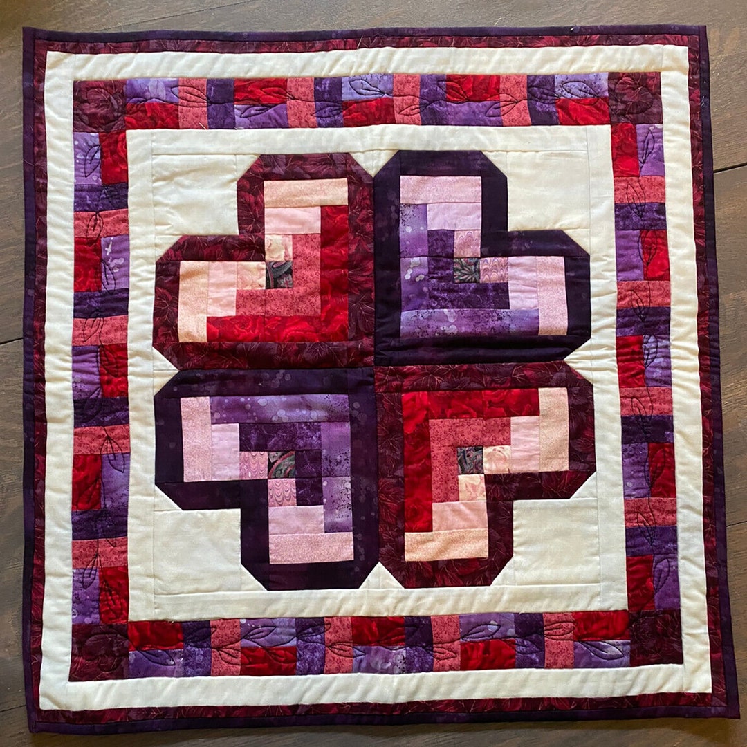 Modern Valentine's Day Heart Lap Quilt Wall Hanging Red Purple Pink - Etsy