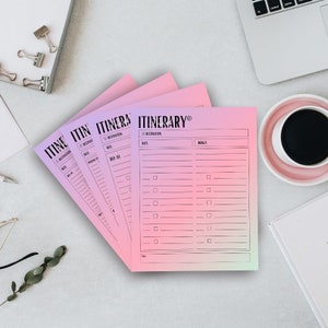 Travel Itinerary Checklist 4 Pages Printable