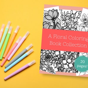 Printable Floral Coloring Book, 20 Pages