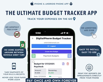 Phone App Budget Planner Printable Budget-by-Paycheck Spending Tracker Iphone Android Budget App Take Pics of Your Bills On the Go