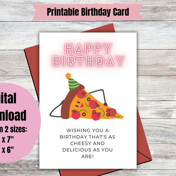 Pizza Birthday Card - Etsy