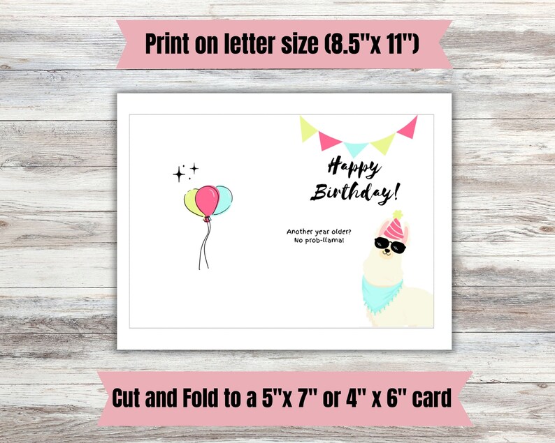 Printable Llama Birthday Card- Digital Birthday Card- Instant Download ...