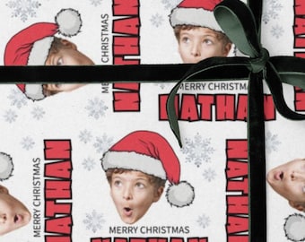 Custom Face Christmas Wrapping Paper | Personalized Santa Gag Gift