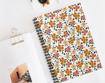 Floral Spiral Notebook - Ruled Pages, Journal for Students, Gift for Writers, Notebook for Ideas, School Supplies, Floral Stationery