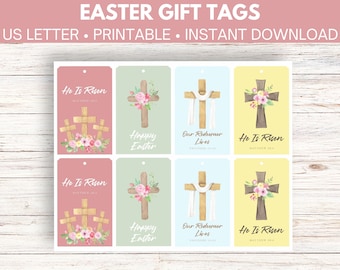 Easter Cross Tag | Printable Easter Tags | Easter Gift Tags | Christian Printable Tags | Easter Tag Printable