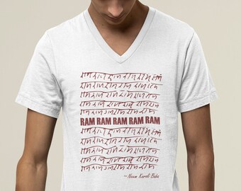 RAM RAM - Neem Karoli Baba - Unisex Jersey Short Sleeve V-Neck Tee - Free Shipping!