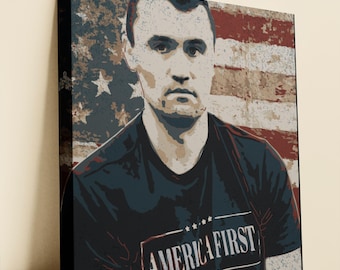 Charlie Kirk (American Hero) - Stretched Canvas Art, Vintage American Decor, Patriotic Wall Art - Free Shipping