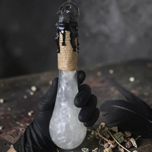 Skeleton Glass Potion Bottle with pearl white Color