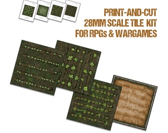 Cropland Ground Tiles - 28mm Scale Card Terrain Kit [JPG files only]