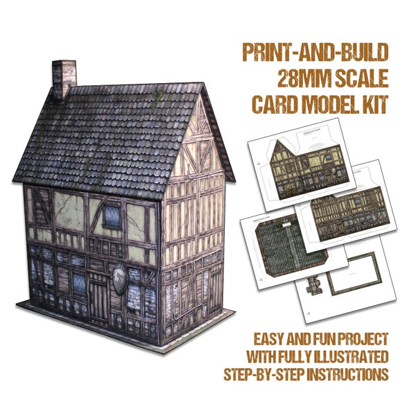 Dragon's Scale Tavern - 28mm Scale Card Model Kit [PDF and JPG files only]