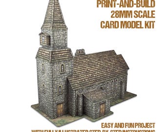 Village Chapel - 28mm Scale Card Model Kit [PDF files only]