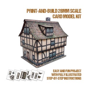Tudor House #4: kaartmodelset op schaal 28 mm [alleen pdf-bestanden]
