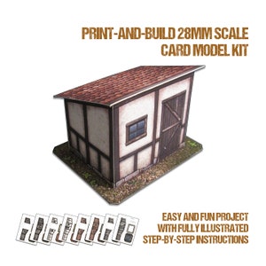 Galpão de jardim - Kit de modelo de cartão em escala de 28 mm [somente arquivos PDF e JPG]