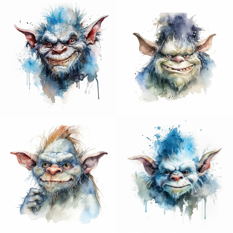 Norwegian TROLL Heads 24 Clipart Images, Digital Download, Printable ...
