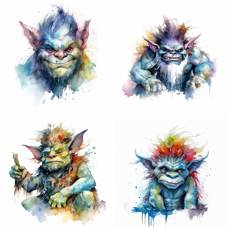 Norwegian TROLL Heads 24 Clipart Images, Digital Download, Printable ...
