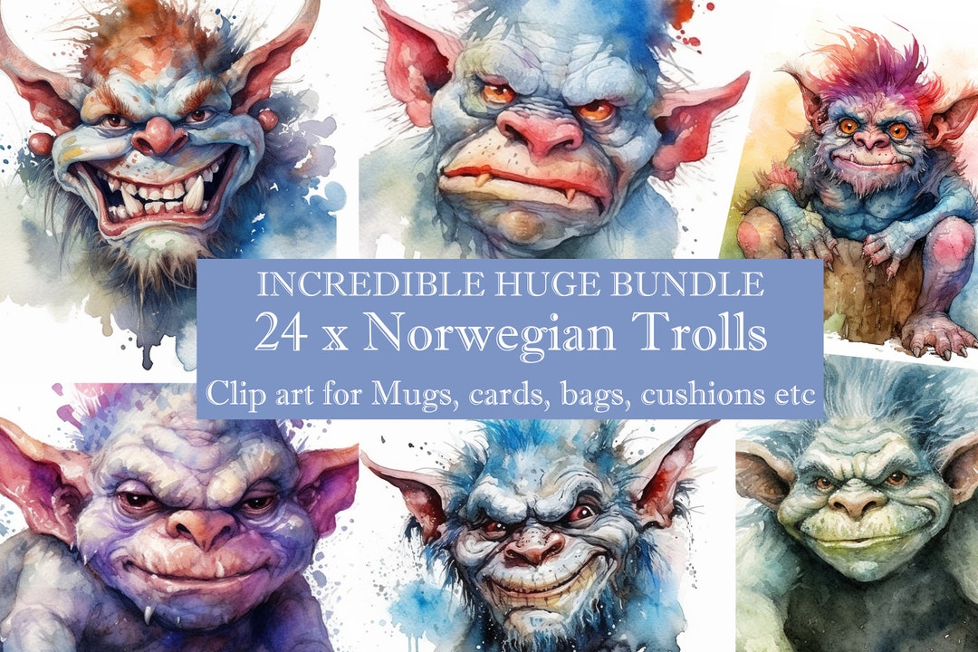 Norwegian TROLL Heads 24 Clipart Images, Digital Download, Printable ...