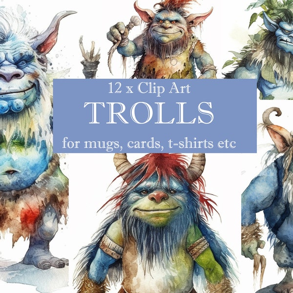 TROLLS 12 clipart  images, Digital Download, printable, Card Making, Mixed Media, Digital Paper clip art, Wall art, witch,