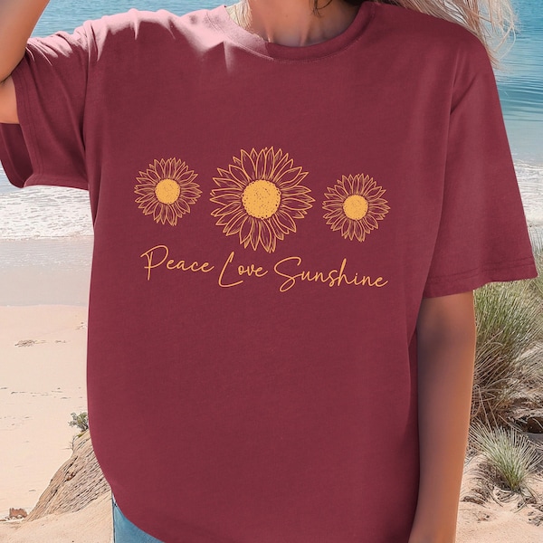 Peace Love Sunshine Sunflower Shirt Sunshine Shirt Sunflower T shirt  Fall Sunflower Shirt